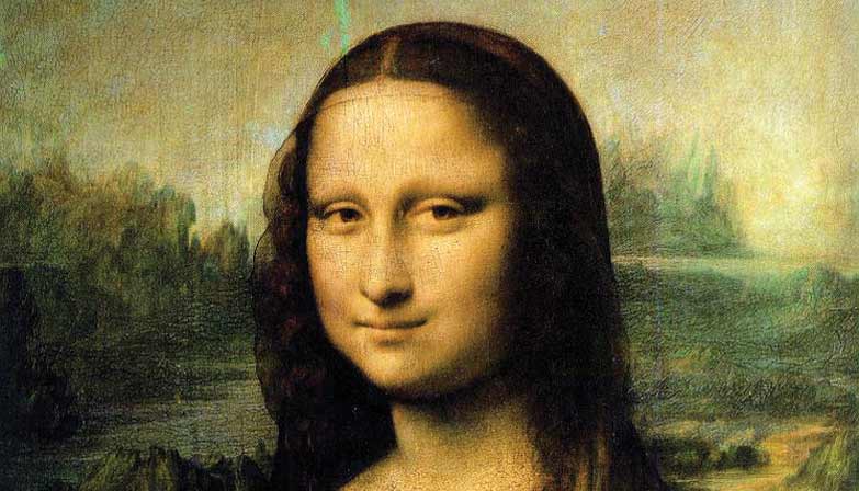 Pintura do Mona Lisa no museu do Louvre em Paris