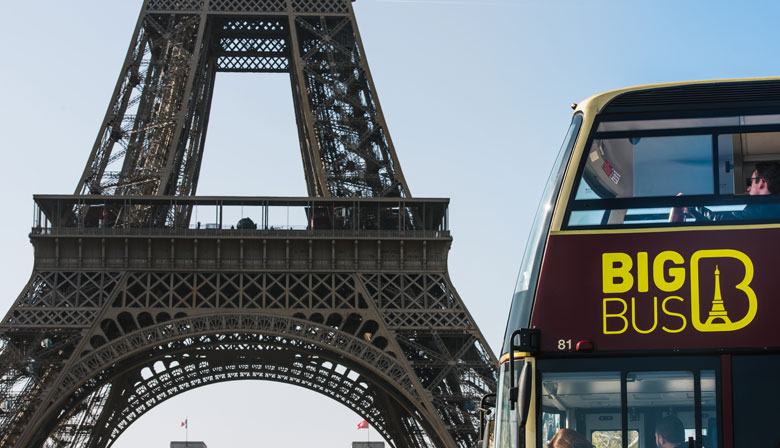 Enjoy the magnificent views of the Eiffel Tower on board a Hop-on Hop-off bus