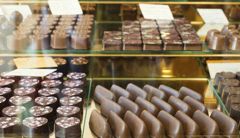 Loja de chocolate em Bruges