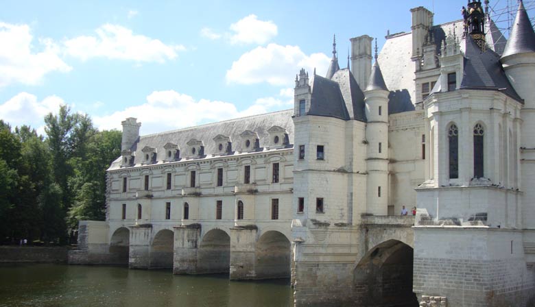 View of the Castle of Chenonceau over the Cher