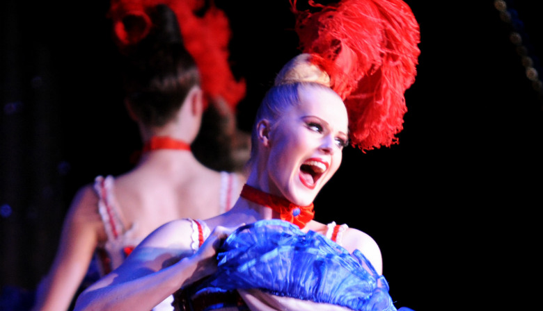 The show french cancan at the Moulin Rouge in Paris