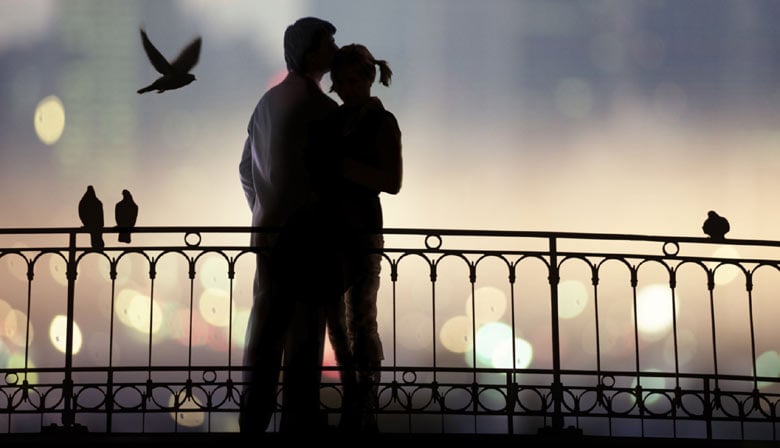 Lovers during an evening in Paris