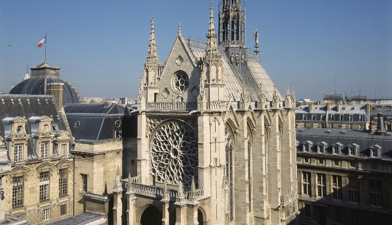 View of the top of the Sainte Chapelle in Paris