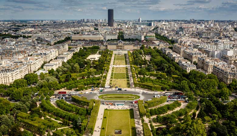 View of the Champ de Mars from the Eiffel Tower