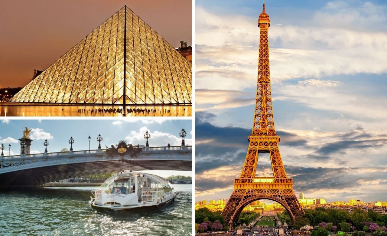 Entrada no Museu do Louvre, visita gratuita da Torre Eiffel (acesso prioritário) e transferência de barcos.